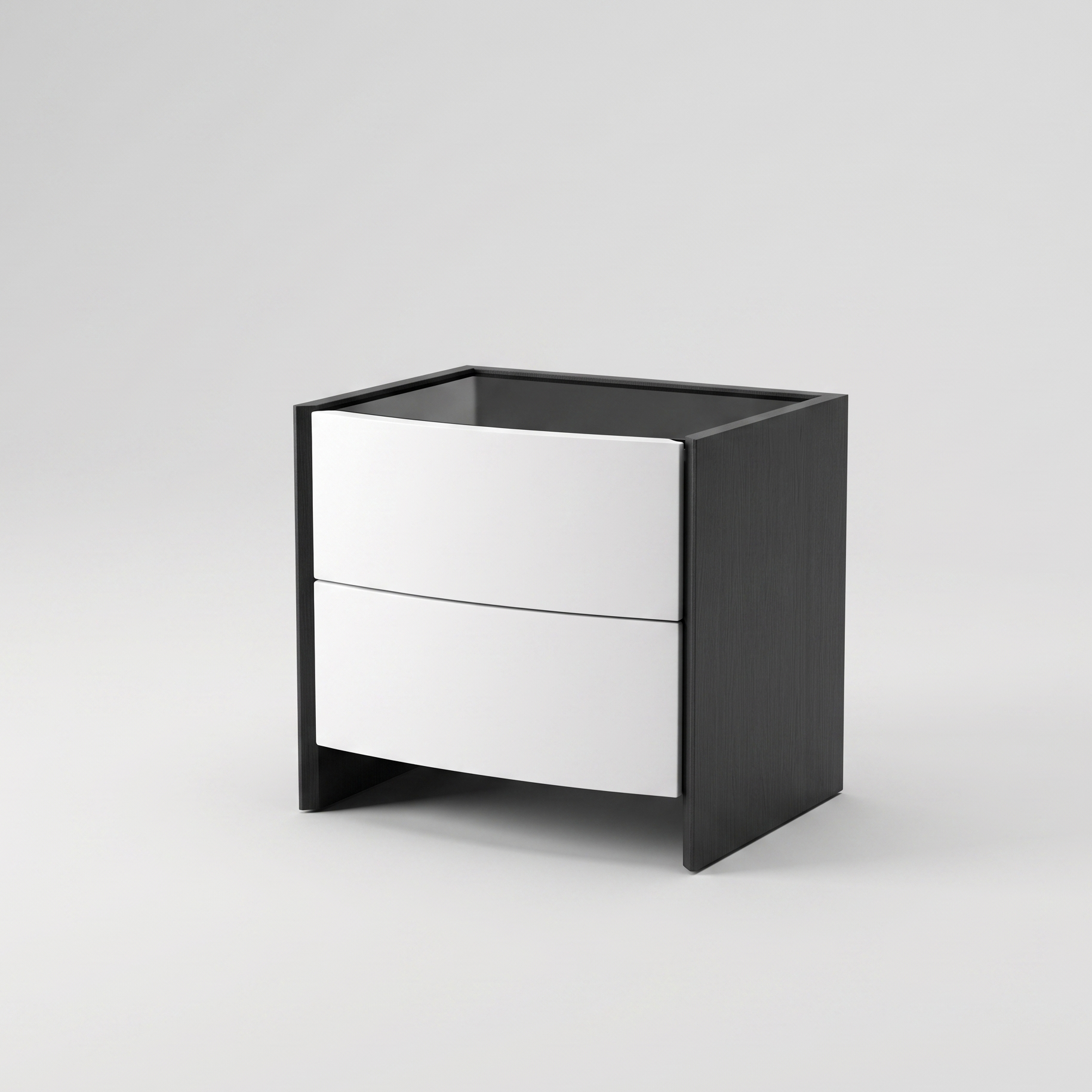 Black and white drawer unit on a light gray background