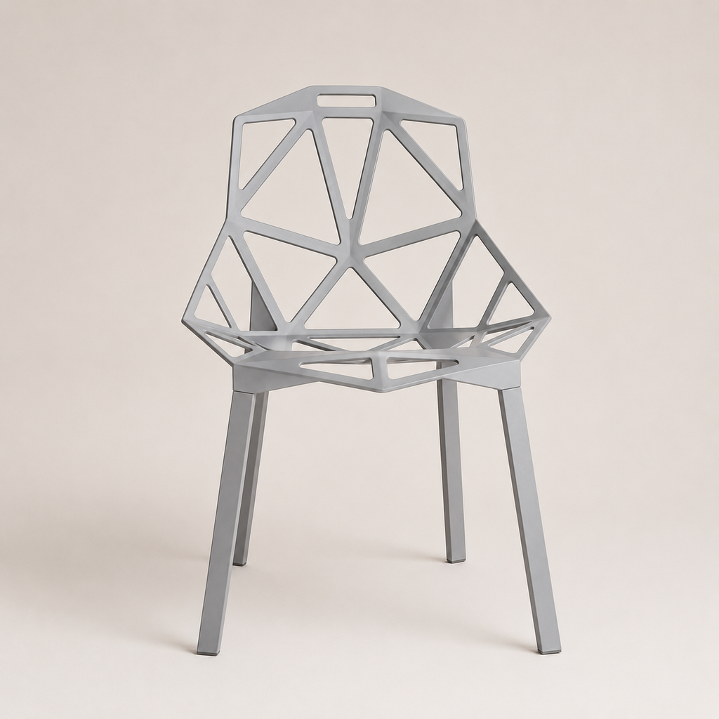 Modern geometric chair on a beige background
