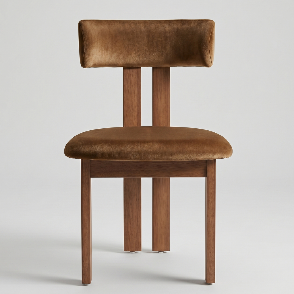Brown upholstered chair on a light gray background